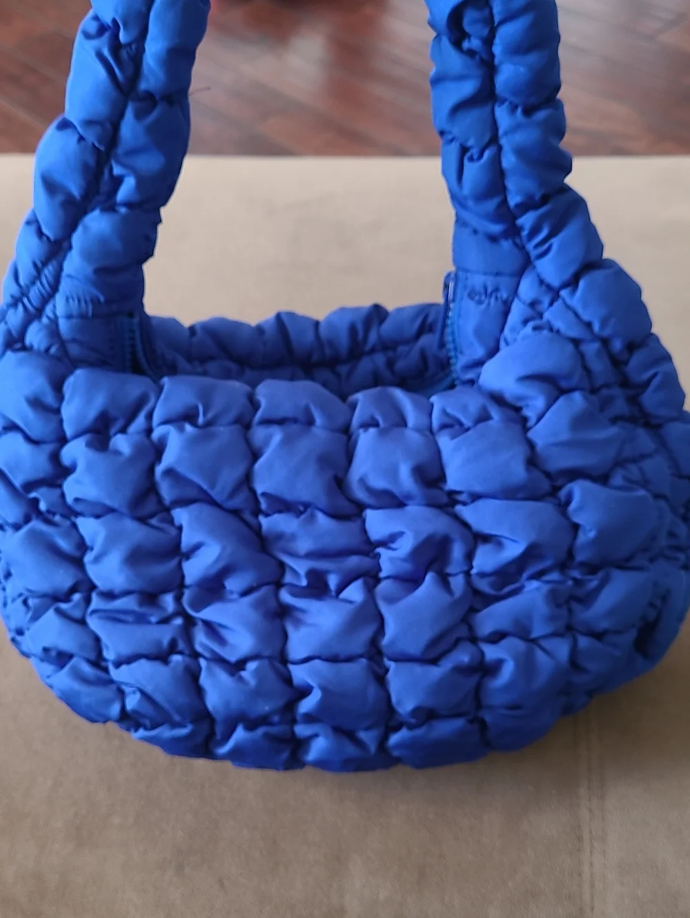 COS Blue Quilted Padded Shoulder Bag